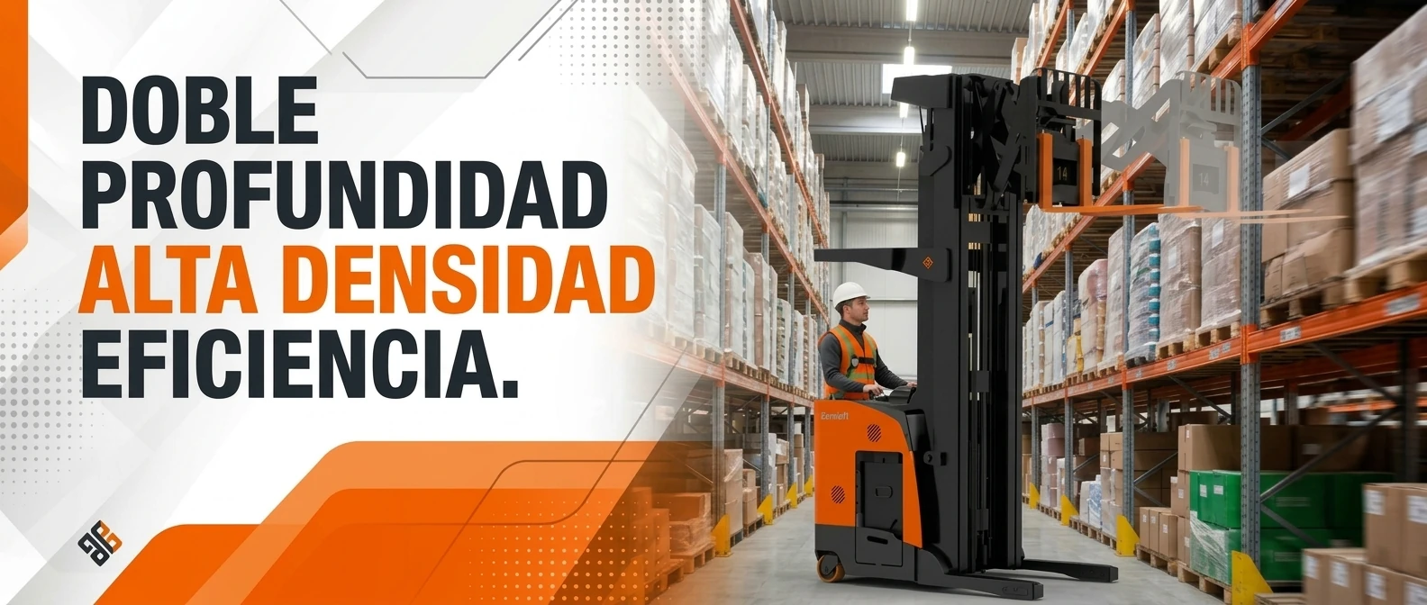 Montacargas reach de doble profundidad para alta densidad